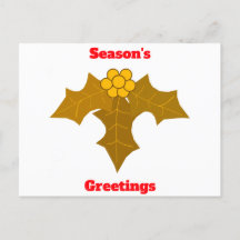 Die Grüße der Saison Gold Holly Postkarte
