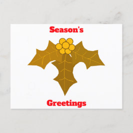 Die Grüße der Saison Gold Holly Postkarte