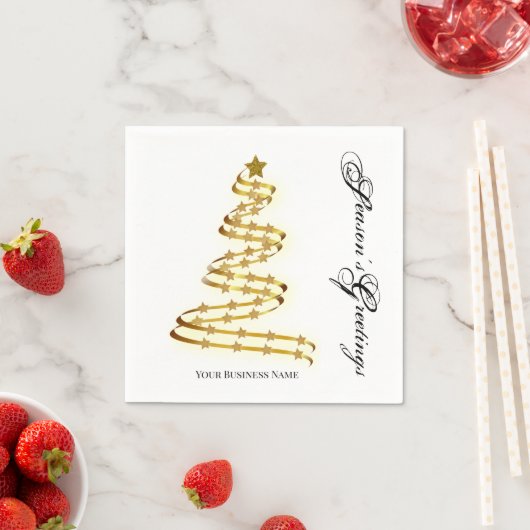 Die Grüße der Saison Gold Tree Stars Abstrakt Serviette (Beispiel)