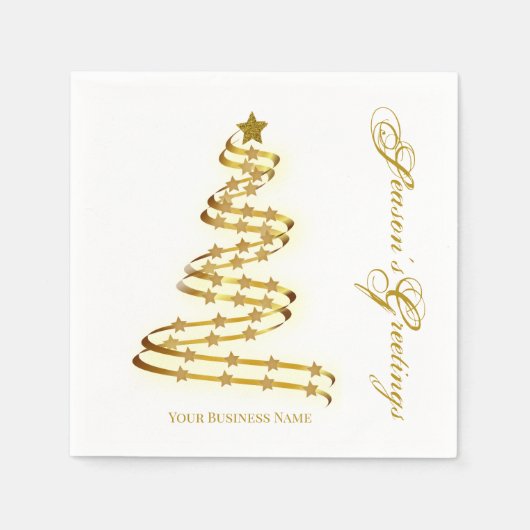 Die Grüße der Saison Gold Tree Stars Abstrakt Serviette (Vorderseite)