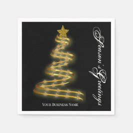 Die Grüße der Saison Gold Tree Stars Abstrakt Serviette