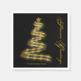 Die Grüße der Saison Gold Tree Stars Abstrakt Serviette