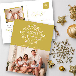 Die Grüße der Saison Gold Vintagen Deko Foliage Fo Feiertagspostkarte