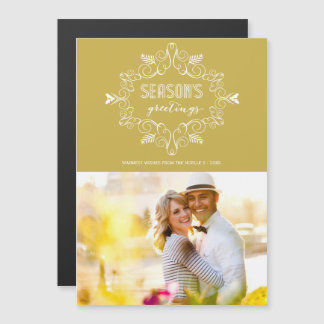 Die Grüße der Saison Gold Vintagen Deko Foliage Fo Magnetkarte