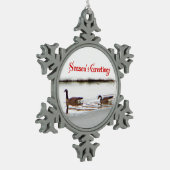 Die Grüße der Saison - Honkers - Kanada Gänse Schneeflocken Zinn-Ornament (Links)