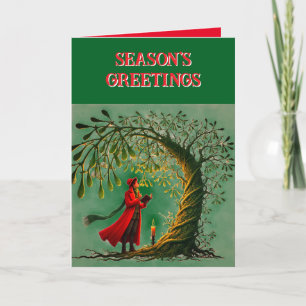 Die Grüße der Saison in Rot und Grün Dankeskarte