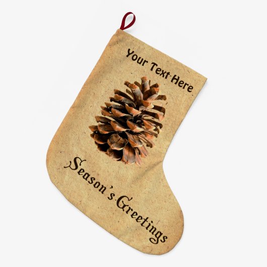 Die Grüße der Saison - Kiefernholz Großer Weihnachtsstrumpf (Vorderansicht (hängend))