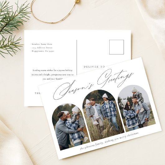 Die Grüße der Saison | Modern Arch 3 Foto Weihnach Postkarte