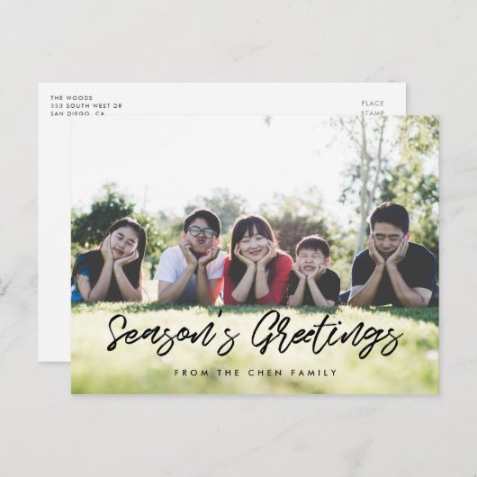 Die Grüße der Saison Modernes Foto Postkarte (Vorne/Hinten)