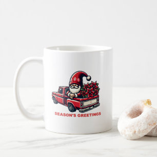 Die Grüße der Saison Poinsettia Gnome in Red Truck Kaffeetasse