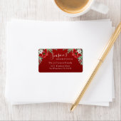 Die Grüße der Saison Poinsettia Rotes Weihnachtsfe Adressaufkleber (Insitu)