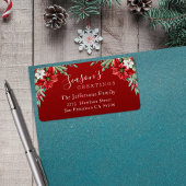 Die Grüße der Saison Poinsettia Rotes Weihnachtsfe Adressaufkleber