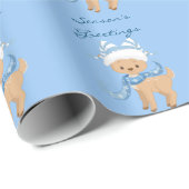Die Grüße der Saison Reindeer Blue Geschenkpapier (Rolleneckpunkt)