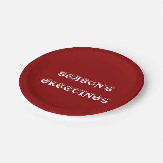 Die Grüße der Saison rot Pappteller (Schrägansicht)
