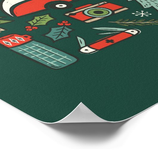 Die Grüße der Saison Rustikales Camping Weihnachte Poster (Ecke)
