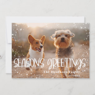 Die Grüße der Saison Snowy Frame Foto Feiertagskarte