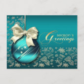 Die Grüße der Saison. Weihnachtsbauble Feiertagspostkarte (Vorderseite)