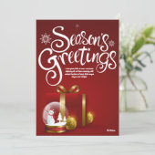 Die Grüße der Saison | Weihnachtsschmuck auf Rot Karte (Stehend Vorderseite)