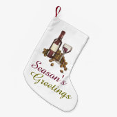 Die Grüße der Saison Wein Glas Trauben Flasche Vin Kleiner Weihnachtsstrumpf (Vorderansicht (hängend))