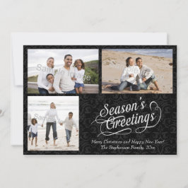 Die Grüße der Schwarz-Weiß-Damaskus-Saison Feiertagskarte