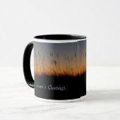 Die Grüße der Seemänner und Dünen bei Sonnenunterg Tasse (Vorderseite Links)