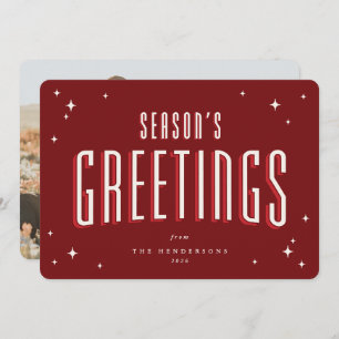Die Grüße der tiefen Roten Jahreszeit Retro Stars Feiertagskarte