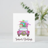 Die Grüße des klassischen Autos in der Saison Postkarte (Stehend Vorderseite)