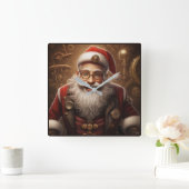 Die Grüße des Weihnachtsmanns Quadratische Wanduhr (Zuhause)