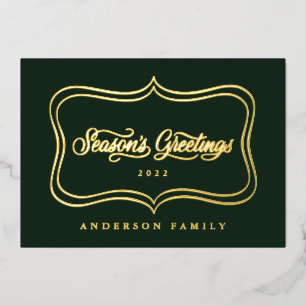Die Grüße klassische Goldrahmen der Saison Folien Feiertagskarte