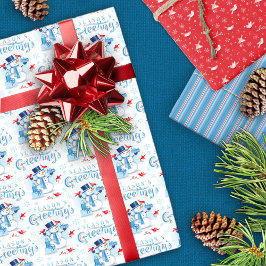 Die Grüße Niedlich Blue Snowman Redbirds Geschenkpapier Set