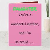 Die Grußkarte der großen Mutter für die Tochter Karte (Vorderseite)