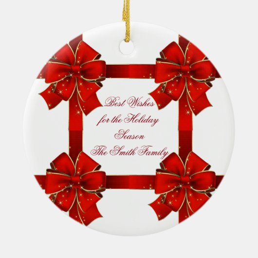 Die Grußschmuck der Roten Bow-Saison Keramik Ornament (Hinten)