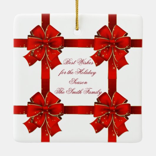 Die Grußschmuck der Roten Bow-Saison Keramikornament (Rückseite)