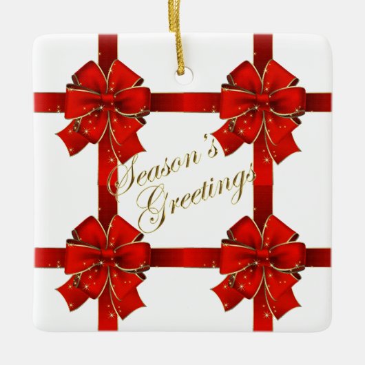 Die Grußschmuck der Roten Bow-Saison Keramikornament (Vorderseite)