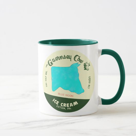 Die Guernsey-Kuh-blauer Mond-Eiscreme-Tasse Tasse (Rechts)