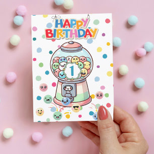 Die Gumball Maschine zum ersten Geburtstag witzig  Postkarte