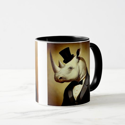 Die gut gekleidete Tasse des Rhinozeros-Kaffees (VorderseiteRechts)