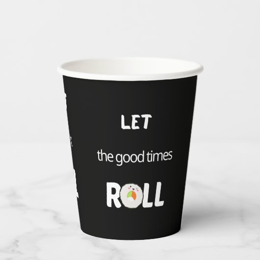 Die guten Zeiten werden in Schwarz gelassen Pappbecher (Rückseite)