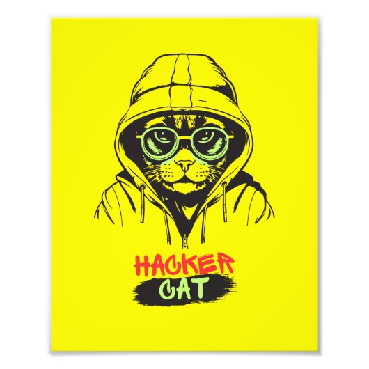 Die Hacker Cat Fotodruck (Vorne)