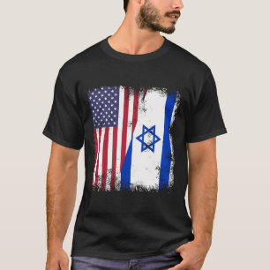 Die halbe israelische Flagge Vintag Israel-USA-Ges T-Shirt