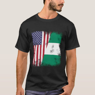 Die halbe nigerianische Flagge Vintages Geschenk d T-Shirt