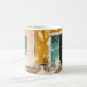 Die halbe offene Haustür aus grünem Holz Kaffeetasse (Mittel)