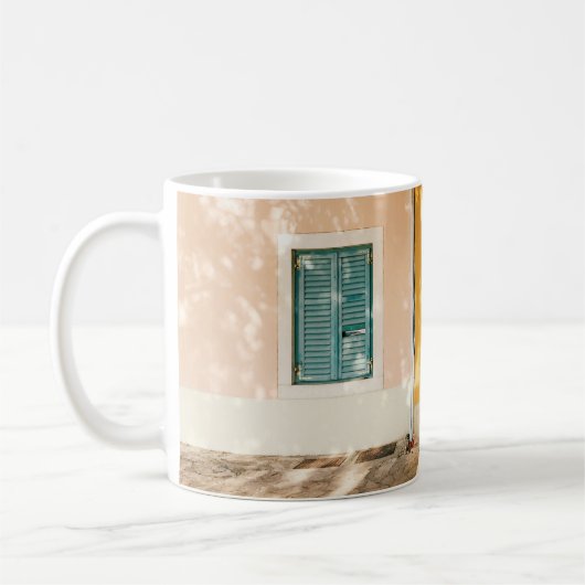 Die halbe offene Haustür aus grünem Holz Kaffeetasse (Links)