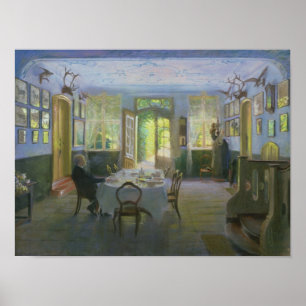 Die Halle des Herrenhauses in Waltershof, 1894 Poster