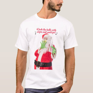 Die Hallen mit Wischern und Sanitizer Santa erkund T-Shirt