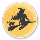 Die Halloween-Hexe und der Cat Moon Aufkleber (Vorderseite)