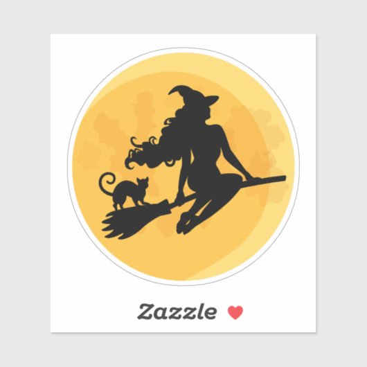 Die Halloween-Hexe und der Cat Moon Aufkleber (Blatt)