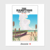 Die Hamptons Langinsel NYC, Reiseplakat. Aufkleber (Blatt)