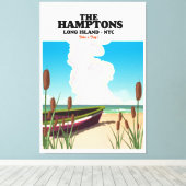 Die Hamptons Langinsel NYC, Reiseplakat. Leinwanddruck (Insitu (Holzboden))