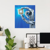 Die Hand des Roboters mit der CPU Poster (Heimbüro)